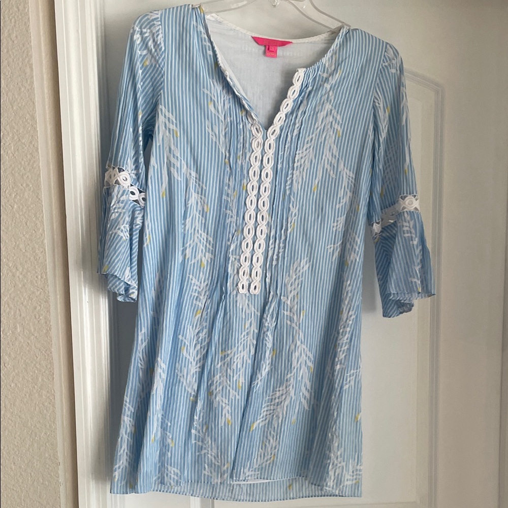 Lilly Pulitzer Blue and White Striped Midi Dress